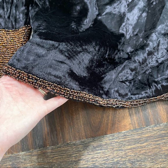 NWT Soft Surroundings black velvet brown beaded embroidered sequin jacket XS - Picture 11 of 13